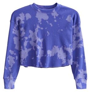 Katie J NYC Juniors Cooper Waffle Long Sleeve Tee - Peri - Size L